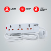 GEEPAS 3 Way Extension Socket 13A - Charge Multiple Devices with Child Safe, Extra Long Cord & Over Current Protected | Ideal For All Electronic Devices, 3m White 34.2x13.8x3.4cm
