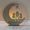 Generic Ramadan Wooden Hollow Moon LED Candle Brown 20x20cm