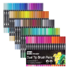 Generic Bullet Journal 60Pcs Colouring Pens, Dual Tip Brush Pens Art Markers Fineliner Water Color Drawing Pens Multicolour