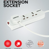 GEEPAS 3 Way Extension Socket 13A - Charge Multiple Devices with Child Safe, Extra Long Cord & Over Current Protected | Ideal For All Electronic Devices, 3m White 34.2x13.8x3.4cm - Image 3